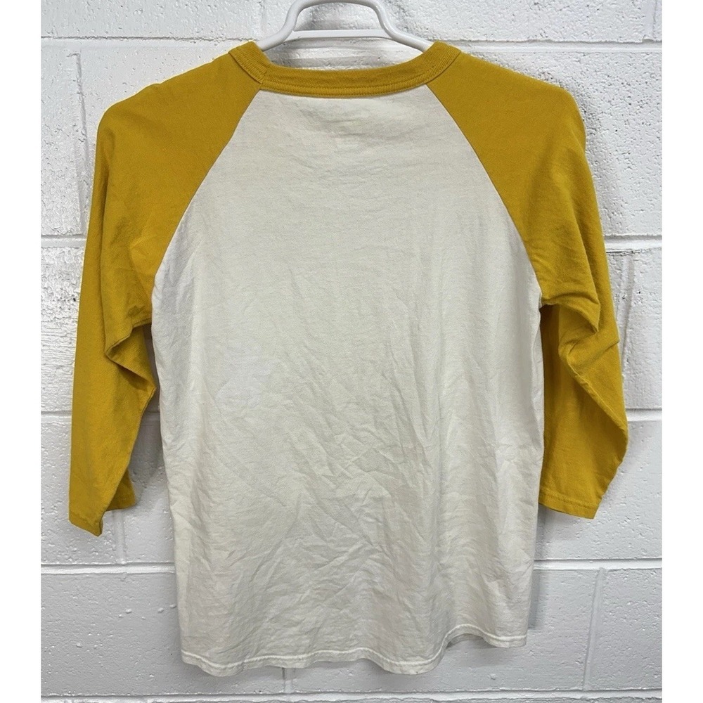 Champion Baseball Tee Yellow White Bleacher Critic Raglan / Men's Medium - Picture 6 of 6